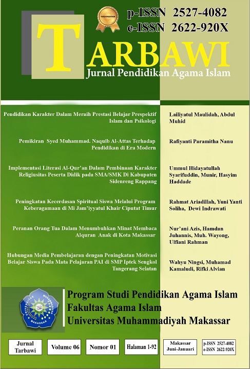 					View Vol. 6 No. 01 (2021): TARBAWI: JURNAL  PENDIDIKAN AGAMA ISLAM
				